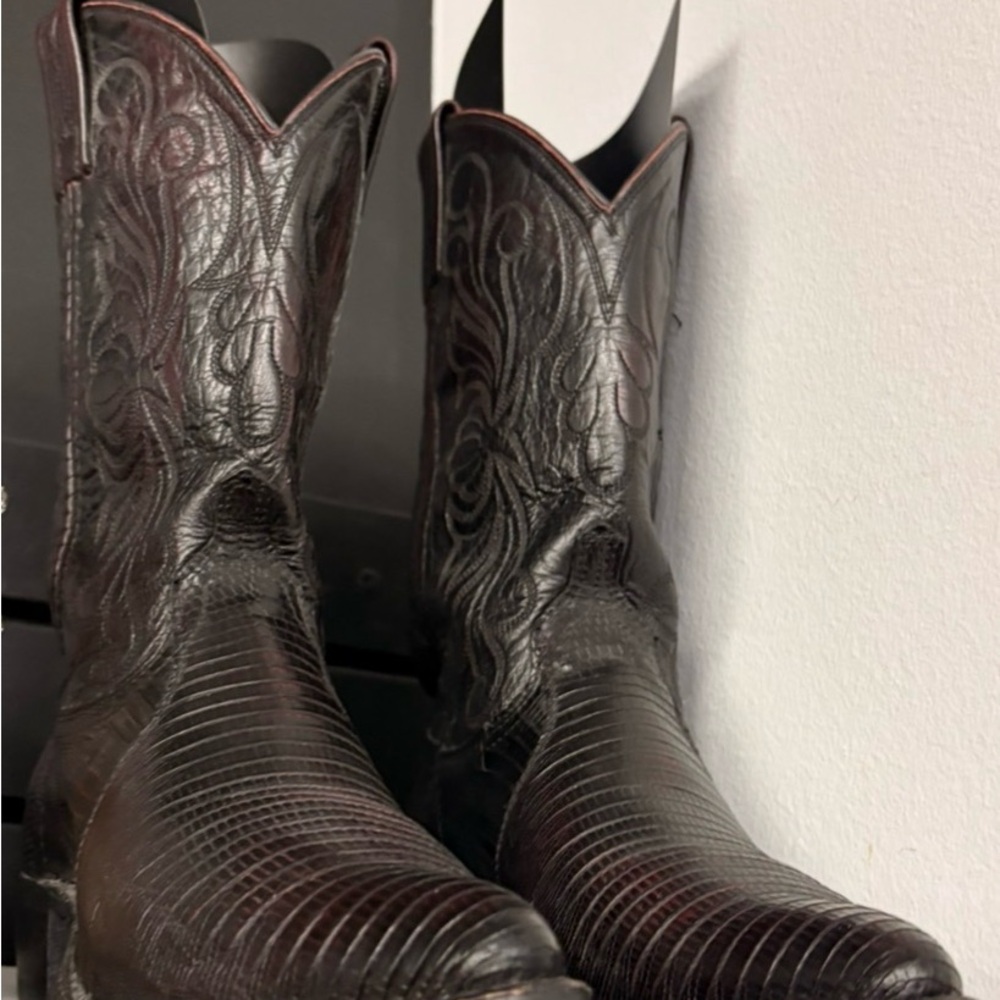 Dan Post Dark Cherry black Leather Cowboy Boots